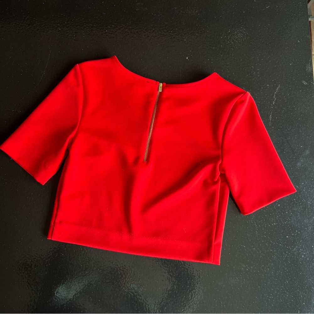 Express Structured Red Cropped Top - Picture 2 of 3